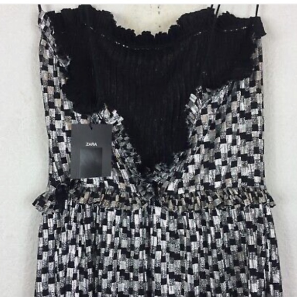 Zara Black & Silver metallic shimmering Mini Dress - Picture 4 of 7